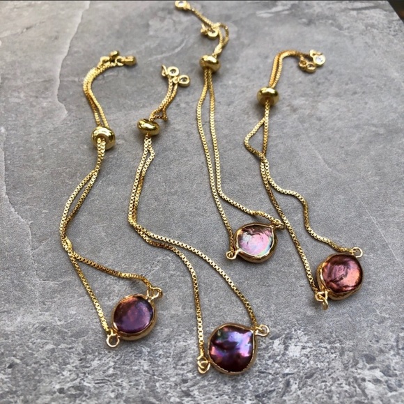 Stunning Natural Peacock Pearl 18K Gold Bracelet - Picture 4 of 7